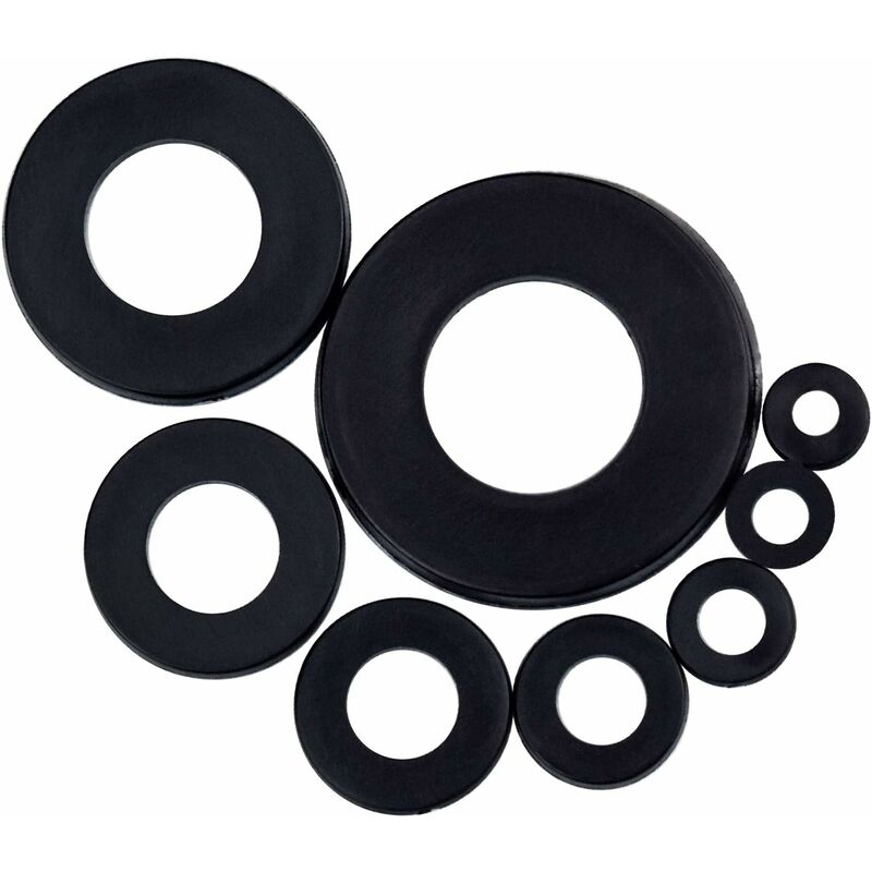 500 pcs Black Plastic Washers Lock Washers Fasteners, Self-Locking Washer Assortment Mechanical Washer M2.5 M3 M4 M5 M6