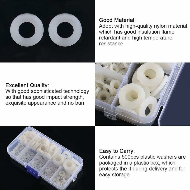 Nylon Washer Plastic Spacer M2.5 M3 M4 M5 M6 M8 M10 Flat Washer ROund 520 pcs