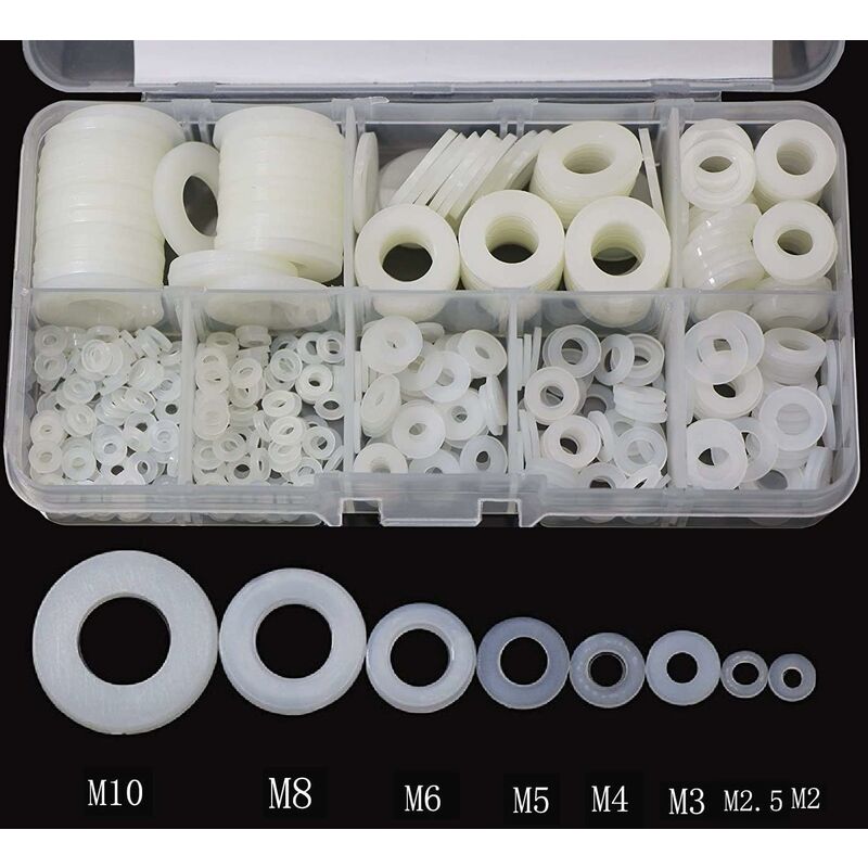 Nylon Washer Plastic Spacer M2.5 M3 M4 M5 M6 M8 M10 Flat Washer ROund 520 pcs
