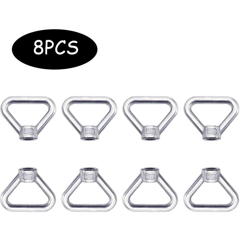 Lifting Eye Nut 8 pcs M8 Ring Nut Screw Nut Silver 304 Stainless Steel Triangle Ring Nut Lifting Ring Eye Nut Fastener