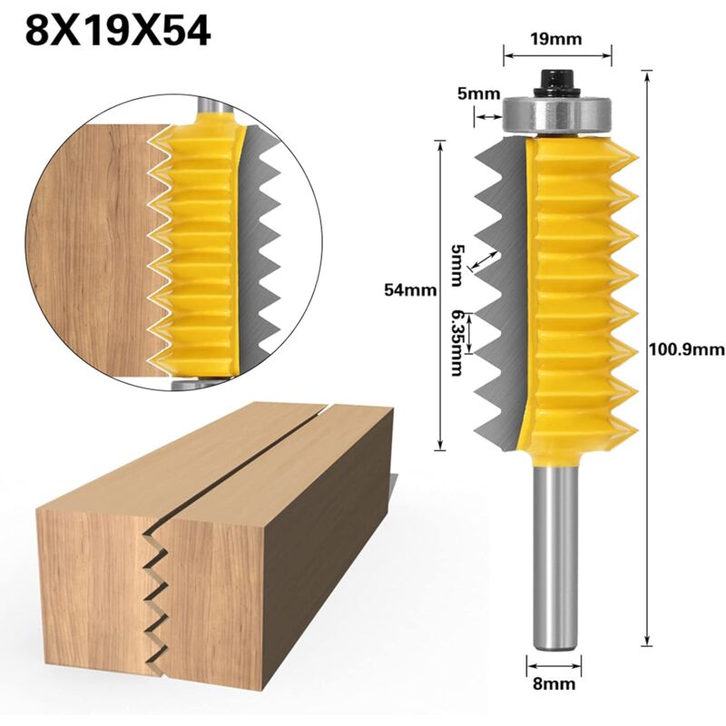Tenon Cut Woodwork Milling Cutter Power Tool Finger Glue Joint ROuter Bit With 8Mm Shank, ROuter Bit Woodworking Cutter