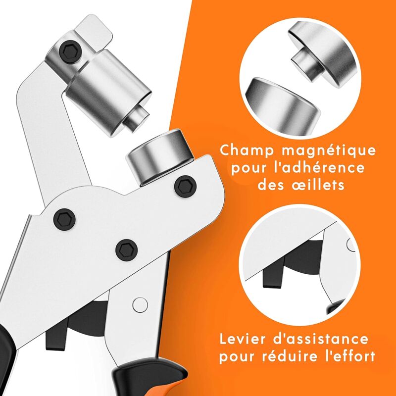 Professional Eyelet Punch Pliers - Minimal Effort - Punch Pliers With 100 Eyelets (Inner Ø 10 Mm)