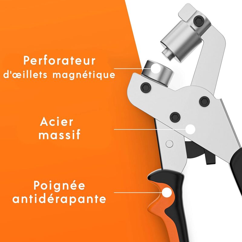 Professional Eyelet Punch Pliers - Minimal Effort - Punch Pliers With 100 Eyelets (Inner Ø 10 Mm)