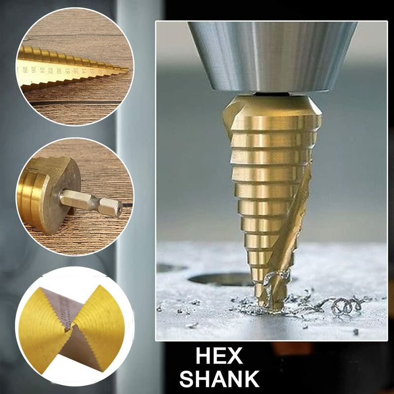 Step Drill Bits Double Slot Countersink Drill Bit High Speed Steel Cone Drill Bit For Steel Wood, Plastic, Brass,