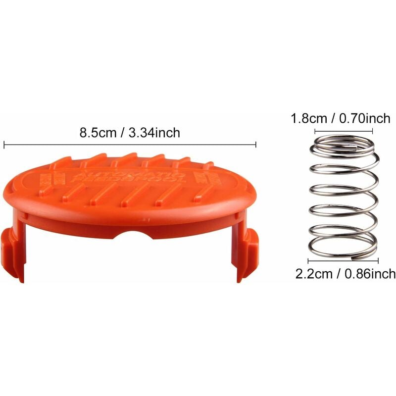4 Pack Spool Caps + 4 Spring Replacement Parts Compatible With Black+Decker Rc-100-P String Trimmers