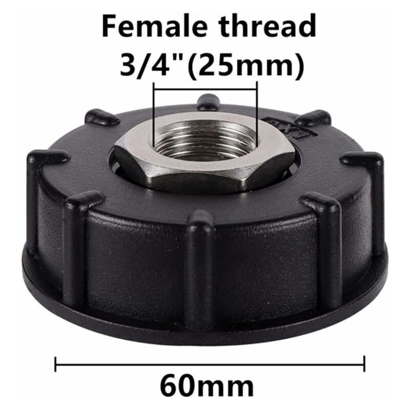 Ibc S60X6 Water Tank Adapter Coarse Thread With Hose Connector Stainless Steel Valve Spout Fittings (3/4" Internal