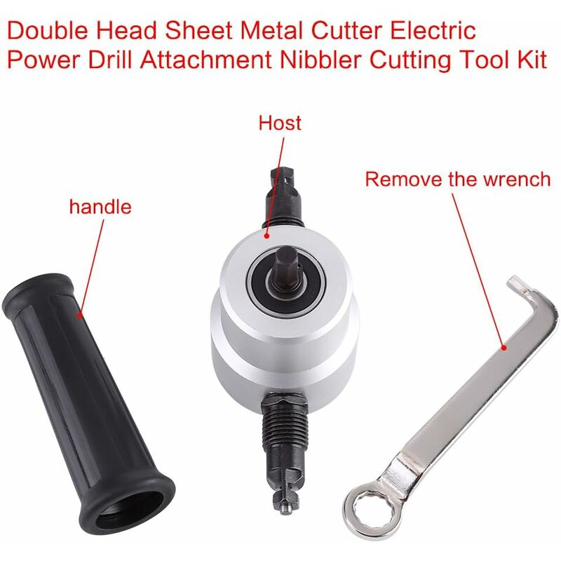 Double Head Sheet Metal Cutter Electric Hole Saw Electric Drill Attachment Nibbler Cutting Tool Kit Carton Package