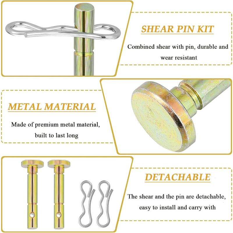 10 pcs Shear Pins, Replacement Cotter Pins, Replacement Shear Pin, For Spare Parts, Snow Blower Replacement