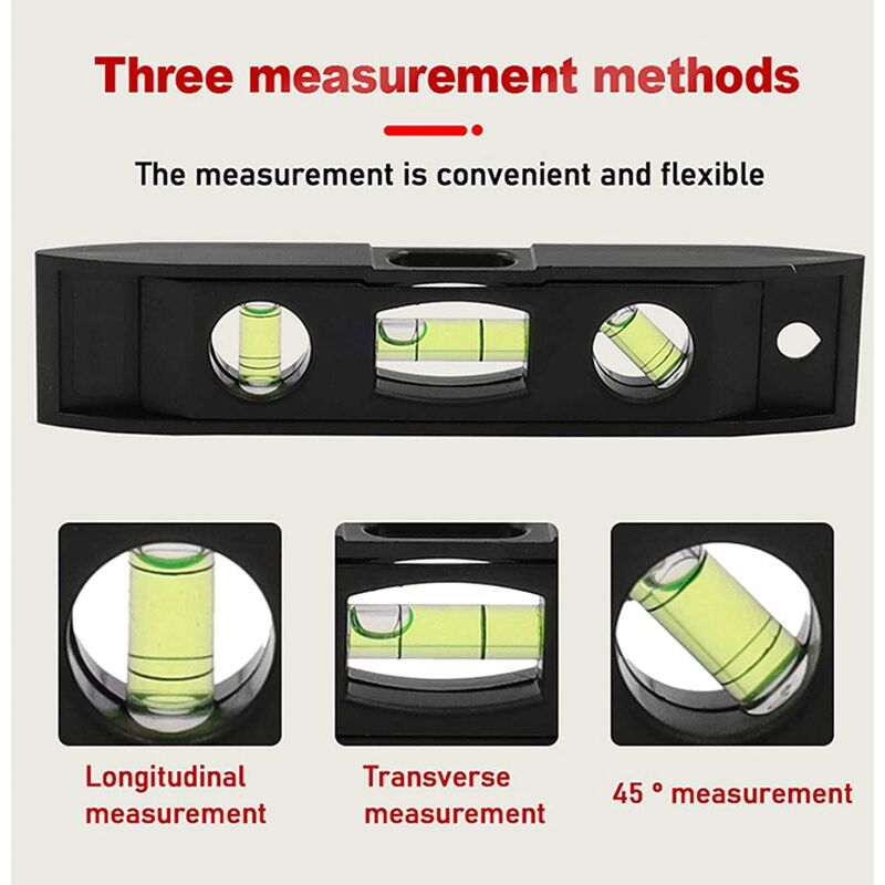 Compact Level, 3 Level Magnetic Level Bubble Measuring Tool Abs And Acrylic Level Measuring Tool