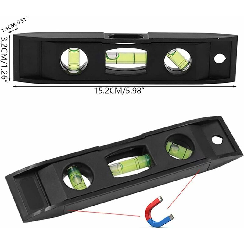 Compact Level, 3 Level Magnetic Level Bubble Measuring Tool Abs And Acrylic Level Measuring Tool