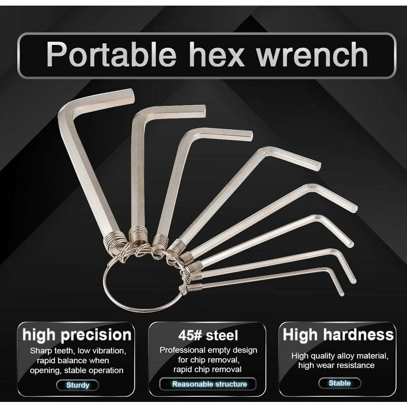8 pcs Practical Metric Hex Allen Key Wrench Set For Repair 1.5/2/2.5/3/3.5/4/5/6Mm (Silver)