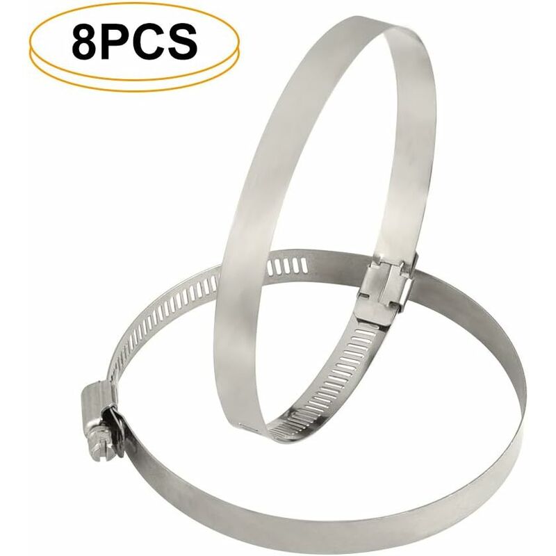 8 pcs Hose Clamp, Adjustable 91-114Mm Stainless Steel Hose Clips Sizes For Fixing Hoses And Pipes