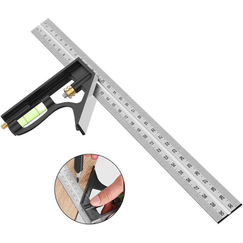 Combination Square, 12'/300Mm Stainless Steel Square Carpentry Tools