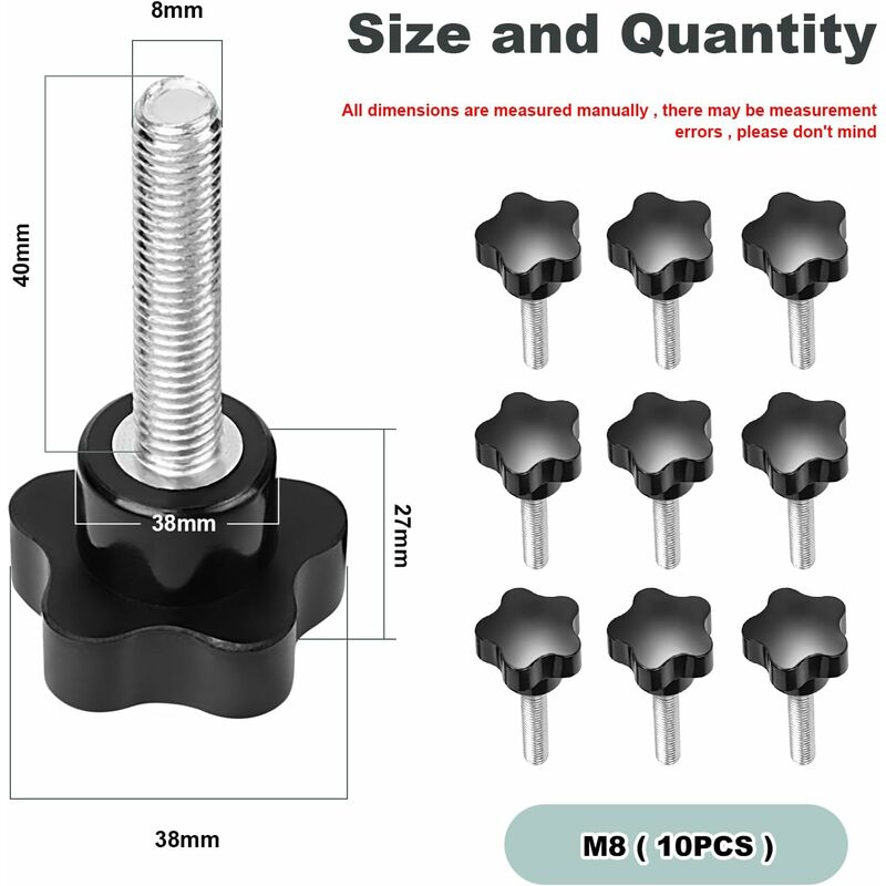 M8X40 Female Thread Nut Clamping Handle Star Shape Hand Knobs