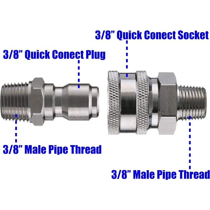 Pressure Washer Quick Connect Adapter Kit, 9.5Mm Male Thread
