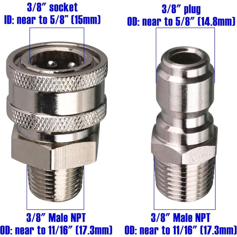 Pressure Washer Quick Connect Adapter Kit, 9.5Mm Male Thread