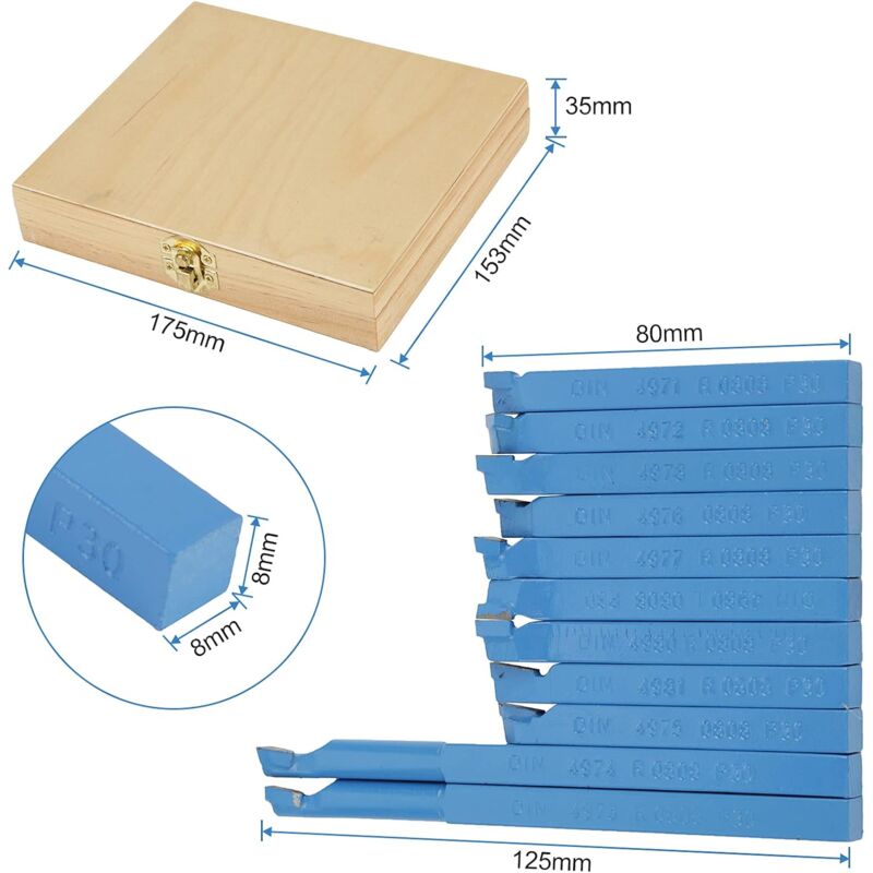 Universal Lathe Tools Milling Cutting Turning Tool Set, 11 pcs Carbide Tipped Cutting