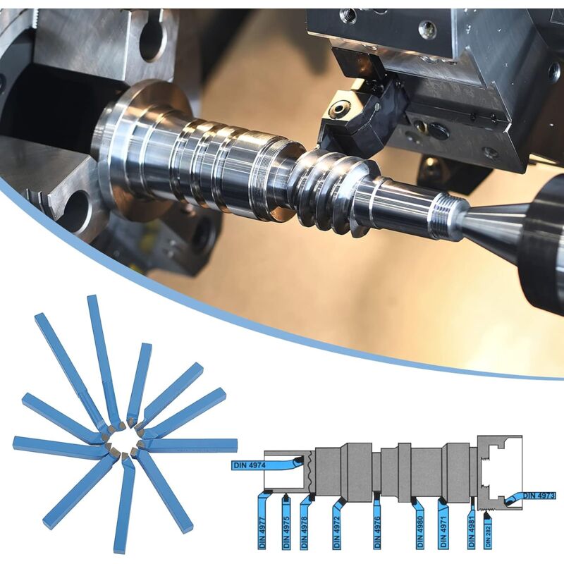 Universal Lathe Tools Milling Cutting Turning Tool Set, 11 pcs Carbide Tipped Cutting