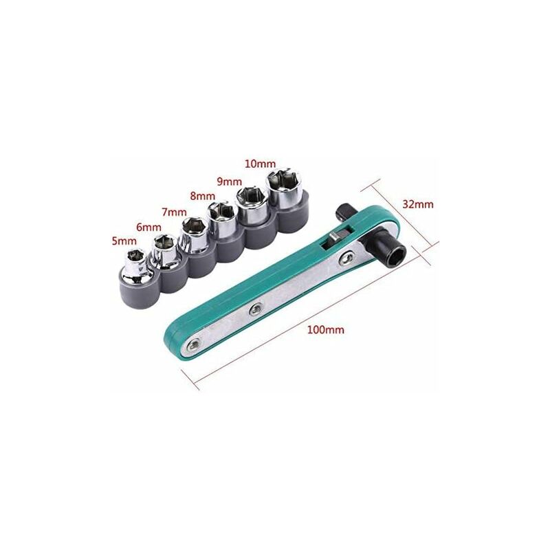 1/4" Ratcheting Angled Screwdriver Set With Right Angle Hexagon Screwdriver Bit And Sockets