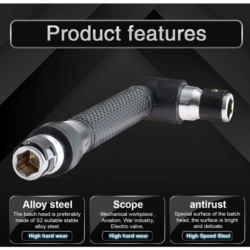 L-Shaped Socket Wrench Set - 1/4" Screwdriver And Bits - L-Shaped Extension Handle - Double Head Hex Socket Wrench For
