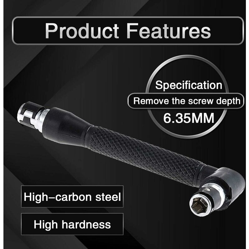L-Shaped Socket Wrench Set - 1/4" Screwdriver And Bits - L-Shaped Extension Handle - Double Head Hex Socket Wrench For