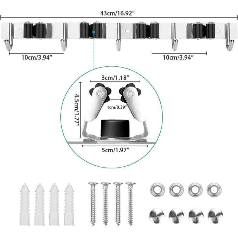 Stainless Steel Wall Mounted Broom Holder