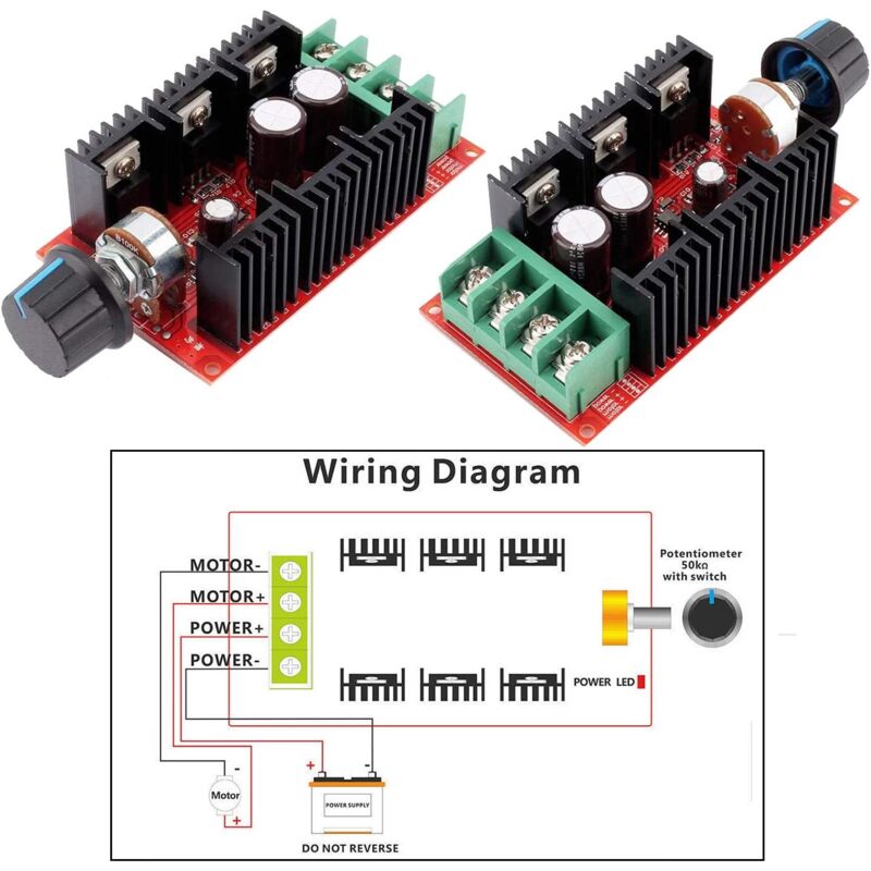 Dc Motor Speed Control Switch 12V 24V 48V 2000W Max 10-50V 40A Pwm Hho Rc Regulator, 1 Pack