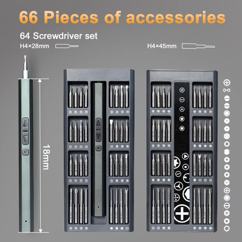 66 In 1 Cordless Electric Precision Screwdriver With LED Light Mini Electronic