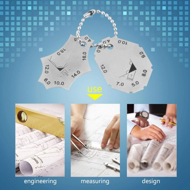 Welding Gauge, Fillet Weld, T-Joint, Throat Depth, Leg Length, Two-Piece Gauge Ruler, Made Of High Quality Stainless