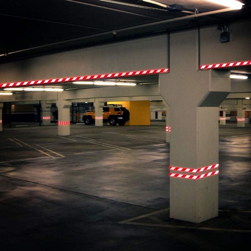 2 pcs Reflective Tape Safety Warning Reflective Sticker Film White Red, Fluorescent Safety Tape Sticker For Night