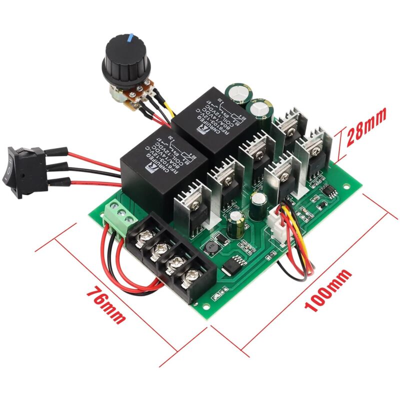 Dc Motor Controller, 9-50V 40A Reversible DC Motor Speed Controller