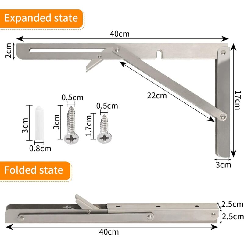 400Mm Folding Wall Shelf, 304 Stainless Steel Folding