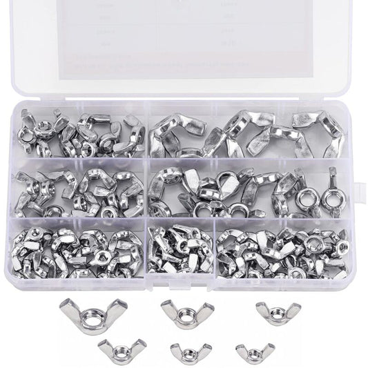 Wing Nut Assortment (100 Pieces) - Sizes M3, M4, M5, M6, M8 And M10