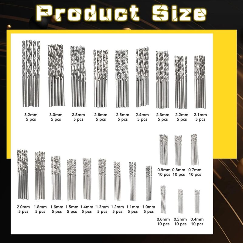 150 pcs Twist Drill Bits High Speed Steel Titanium Micro Drill Bit Set Tool 0.4Mm-3.2Mm For Wood, Metal, Plastic,