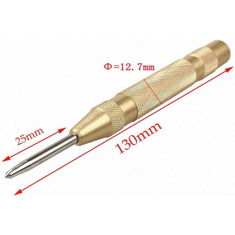5" Automatic Center Punch Stainless Steel With Adjustable Stroke, Determines Drilling Position For Steel, Wood, Plastic