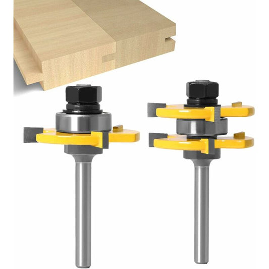 6Mm Shank Matched Tongue And Groove Router Bit Set 3 Teeth T Shape