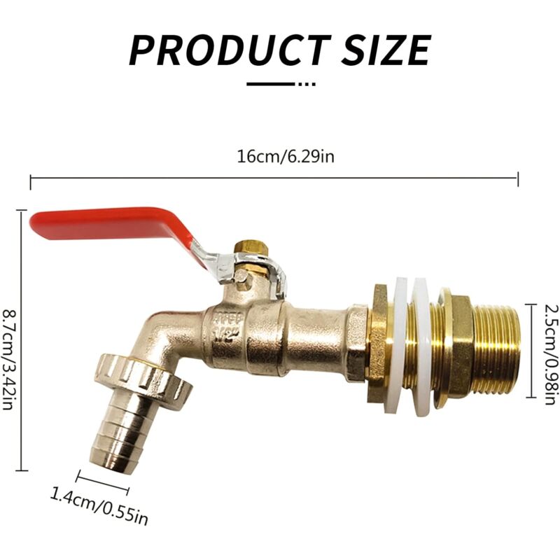 1000L Tank Faucet, Rainwater Harvesting Faucet Tank Adapter 1/2" (13Mm) Faucet, Ibc Drain Tank Adapter For Faucet,