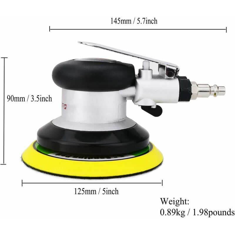Professional Air Random Orbit Sander, High Performance Mini Dual Action Pneumatic