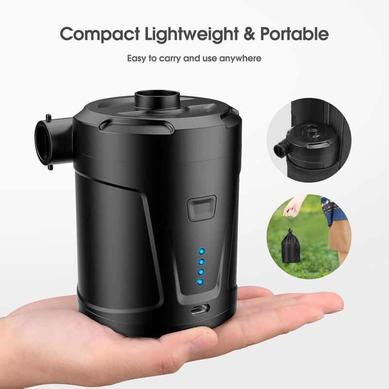 Electric Air Pump, 5000Mah Rechargeable Battery, Inflatable Mattress