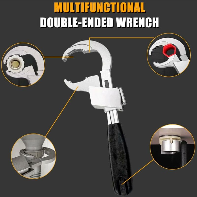 Adjustable Double End Universal Wrench - Multi-Function Crescent Wrench For Sanitary Water Pipe Repair