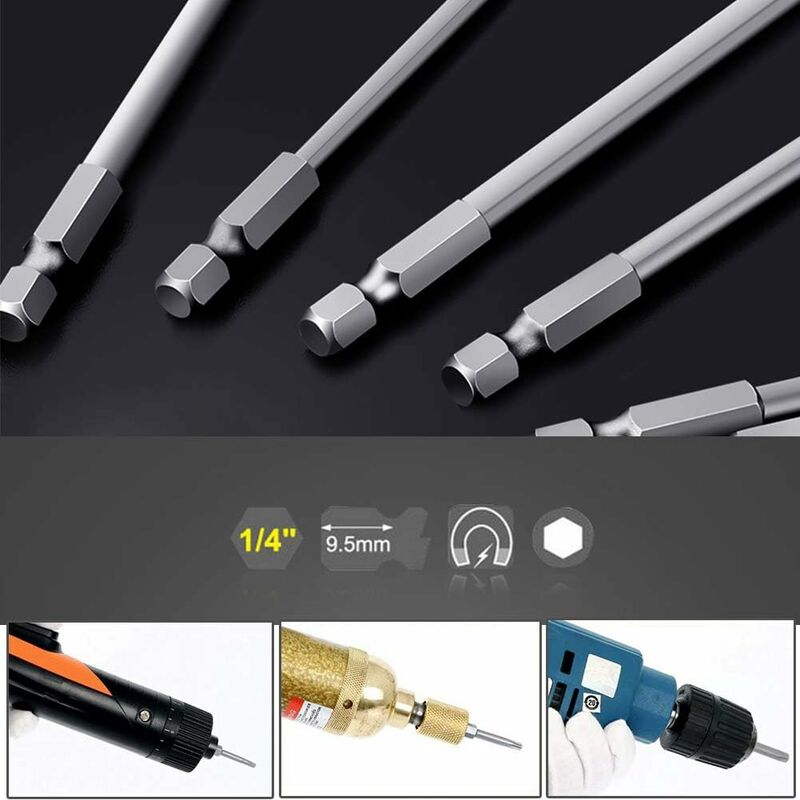 11 Piece Long Torx Screwdriver Bit Set - Magnetic Bits - 1/4" Hex Shank - Sizes T6 To T40 - 100Mm Length