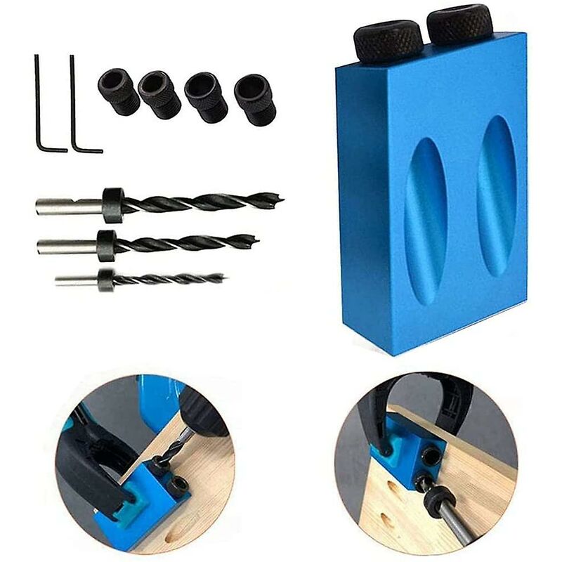 15 Degree Angle Drilling Kit For Wood With Guide Template Drill Bits And Holes 6/8/10Mm