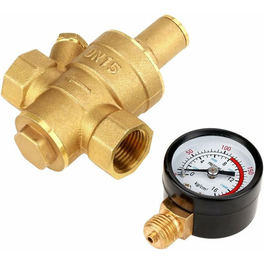 Adjustable Water Pressure Regulator Reducer With Dn15 Brass Measuring