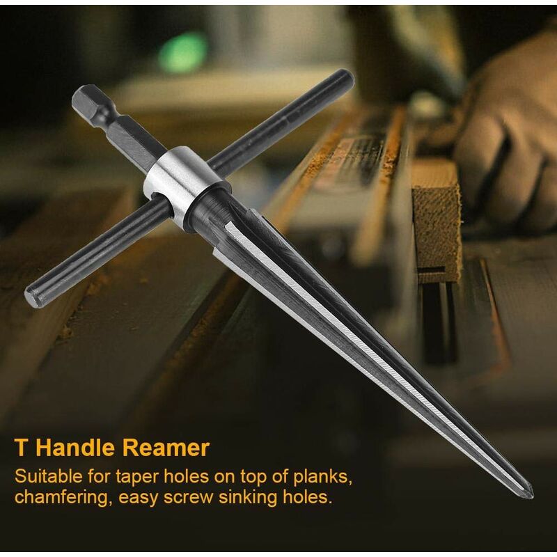 Hand Reamer, Bridge Pin Hole T-Shaped Tapered Hexagonal Handle Drilling Tool