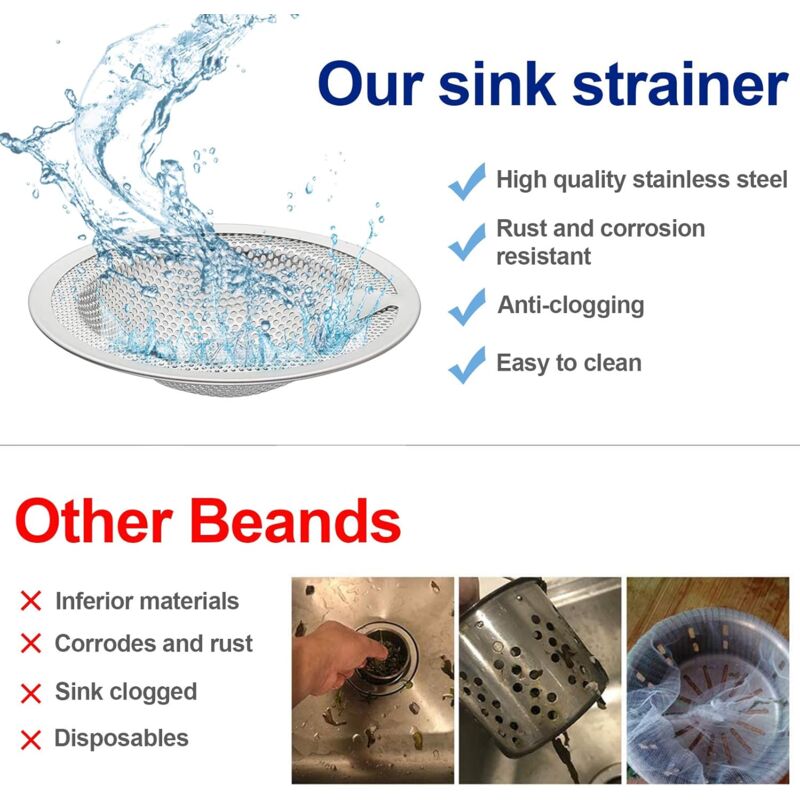 2 pcs Heart Shape Kitchen Sink Filter, Stainless Steel Sink Filter