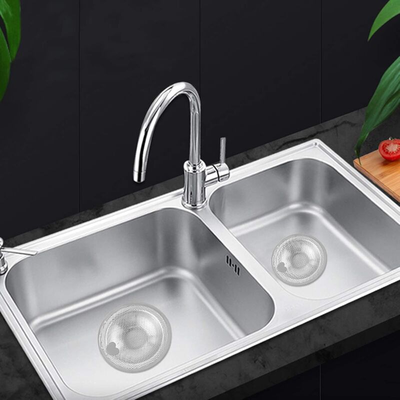 2 pcs Heart Shape Kitchen Sink Filter, Stainless Steel Sink Filter