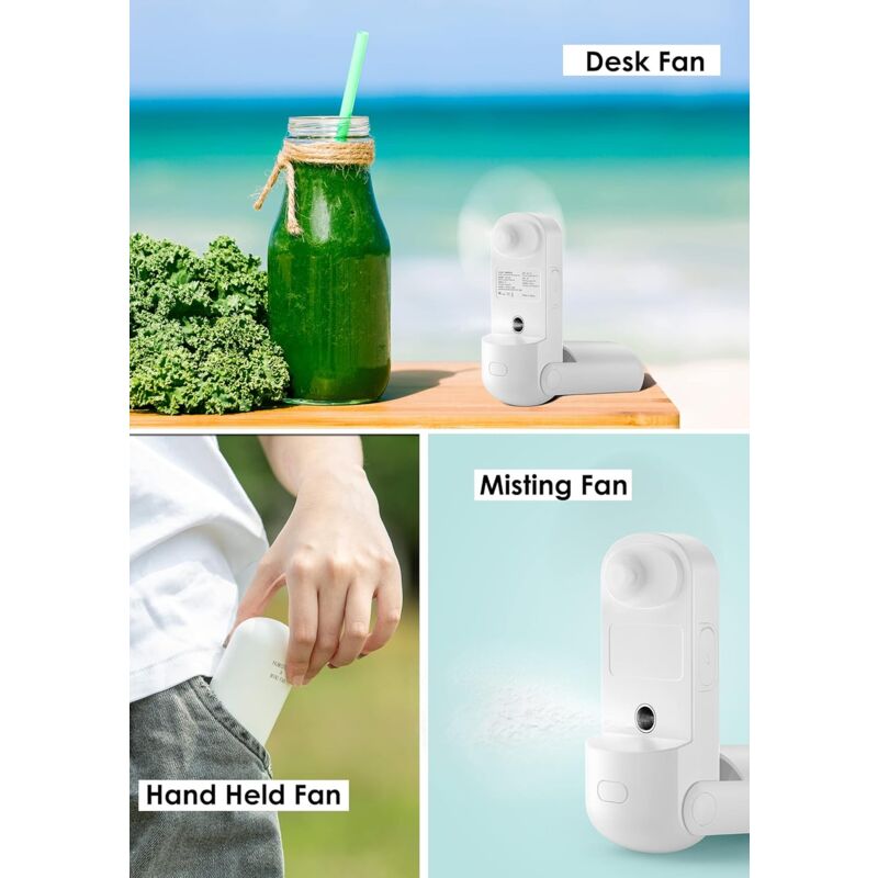 Portable Misting Fan, 3 In 1 Handheld Fan, 3 Adjustable Speeds