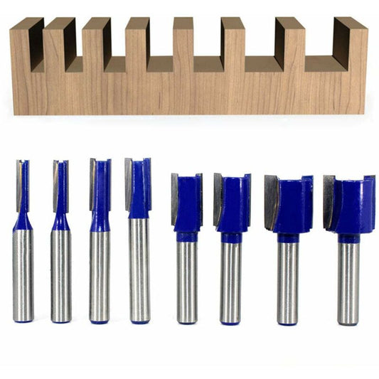 8mm Shank Double Flute Straight Router Bit Set For Woodworking Tools