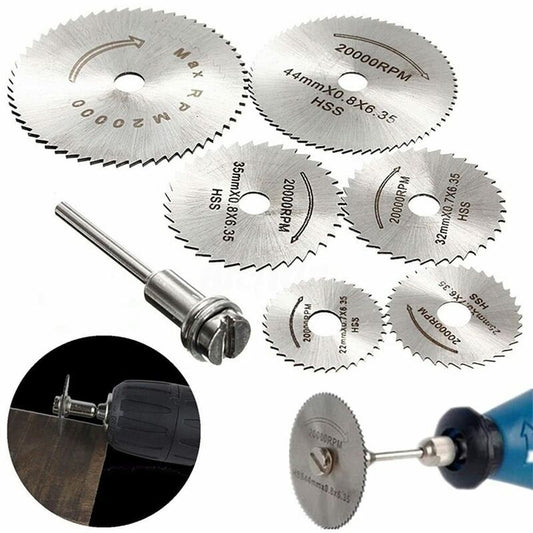 6 pcs Hss Saw Blades Set With 1Pc 1/8" Shank Extension Rod, Cutting