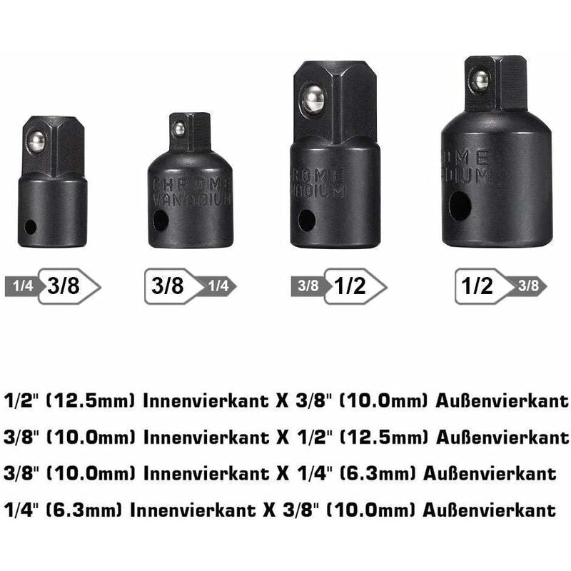 Socket Adapter 1/2 3/8 1/4 Hexagon Drill Bits Adapter Set Nut Wrench Reducer Socket Adaptor Converter Ratchet Wrench